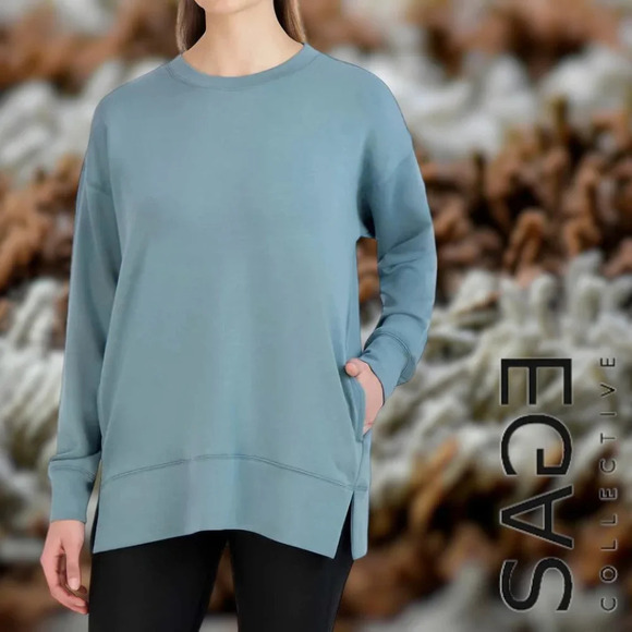 Sage Collective | Super Soft Tunic Top with Side Pockets | Light Green | NWT - Picture 1 of 3